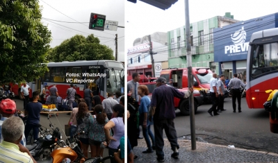 Mulher é atropelada por ônibus no terminal urbano