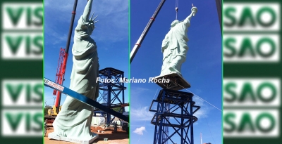 Com 8 toneladas, estátua da Havan vira atração em Marília