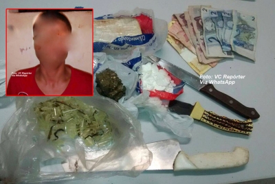 Menor de 13 anos, autor de assaltos, é detido por tráfico com padastro