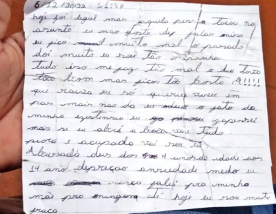 Cartas revelam que adolescente morta pelo ex-padrasto era abusada sexualmente desde criança