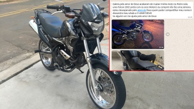 Rapaz tem moto furtada em Marília e faz apelo dramático