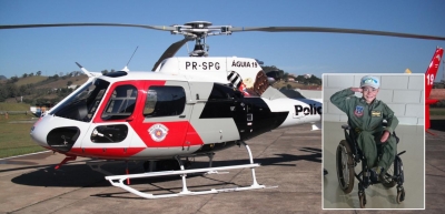 Após carta, menino com doença rara faz passeio em helicóptero da PM