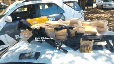 Polícia Rodoviária apreende droga, fuzil e pistola que seriam entregues em Marília