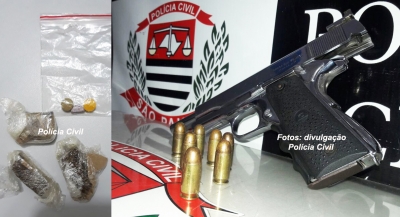 Operação da Polícia Civil em Oriente e prende dois com arma e drogas