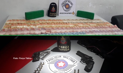 Força Tática prende dupla com drogas, dinheiro e armas em Marília