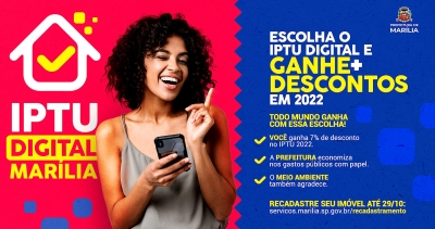 Prefeitura de Marília lança opção do IPTU Digital e prazo para recadastramento de imóveis