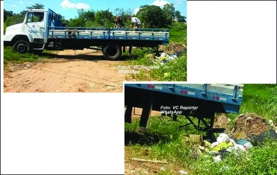 Flagrante de descarte irregular de entulhos pela Prefeitura 