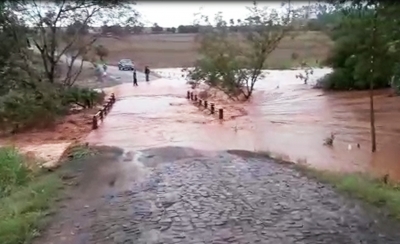 Chuva forte interdita rodovia e leva animais