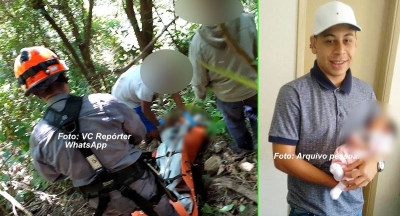 Rapaz que caiu de uma ribanceira é identificado e helicóptero ajuda a retirar o corpo