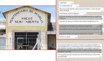 Drogas: familiares denunciam que mais de 140 presos do semiaberto são punidos em Marília