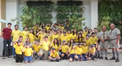 Acampamento dos escoteiros em pleno shopping