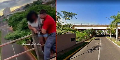 Bombeiros e PMs salvam mulher que tentava se jogar de viaduto