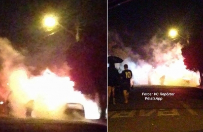 Internautas registram incêndio em veículo