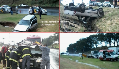Chuva provoca sequência de acidentes no Contorno