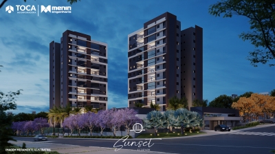 Sunset Ecopark traz plantas modernas nos aptos, com espaço social que comporta até 25 pessoas