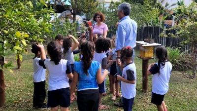 Crianças aprendem como cultivar uma horta em Marília