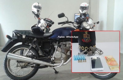 Rapaz que tentou matar o próprio irmão é preso com drogas, arma e moto furtada