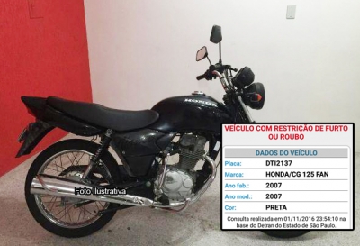 Internauta pede ajuda para encontrar moto furtada