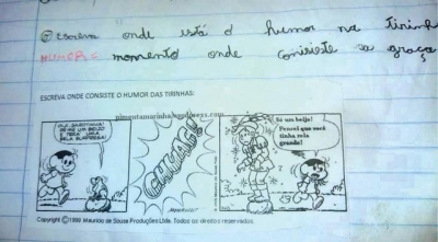 Tirinha da Magali com adulteração pornográfica é usada como tarefa para crianças