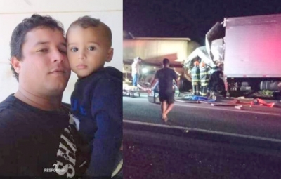 Pai e filho morrem em acidente envolvendo três caminhões em rodovia