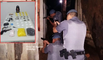 Força Tática apreende arma e drogas em favela