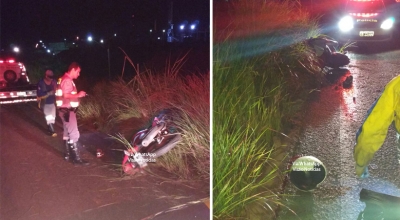 Mototaxista fica gravemente ferido após acidente