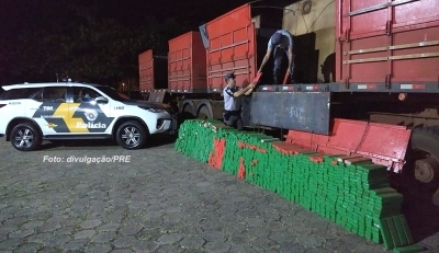 Polícia Rodoviária apreende maconha em fundo falso de carreta