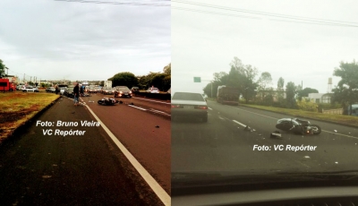 Motociclista escapa da morte ao cair da moto no Contorno