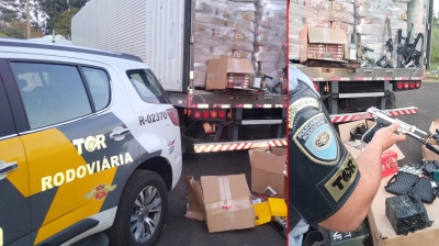 Polícia Rodoviária apreende réplicas de armas e até de fuzil