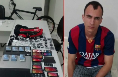 Homem é preso pela ROCAM menos de 24 horas após furtar loja de celulares