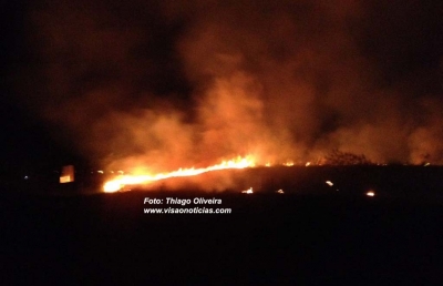 Fogo em vegetação mobiliza Bombeiros