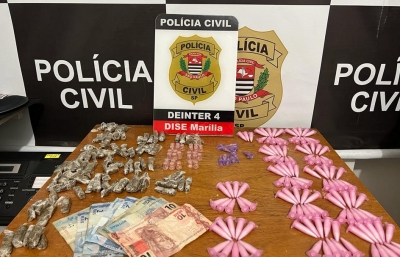 Equipe K9 do Baep ajuda DISE de Marília a apreender drogas