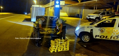 Polícia Rodoviária apreende carro com grande quantidade de droga
