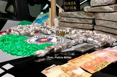PM apreende grande quantidade de drogas e munições em Marília