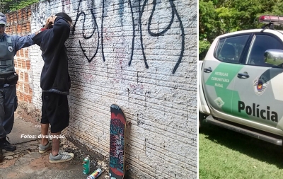 Pichador é preso em flagrante pela Polícia Ambiental