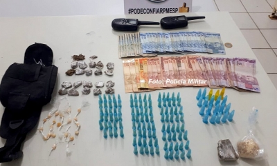 Rapaz é preso com drogas e até rádios de comunicação na zona Sul