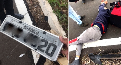 Carro atropela motoboy em Marília, mas placa de veículo fica no local do acidente 