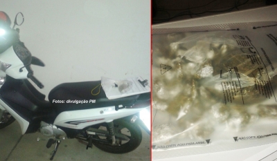 Dupla com drogas foge e "esquece" moto