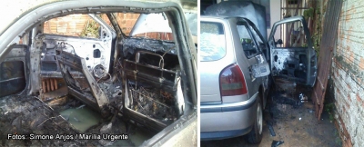 Carro pega fogo em garagem na zona sul