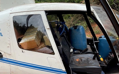 PF e PM apreendem helicóptero carregado com droga, na região