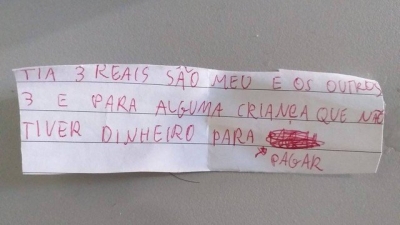 Bilhete solidário de aluna de nove anos emociona professora e gesto comove a web