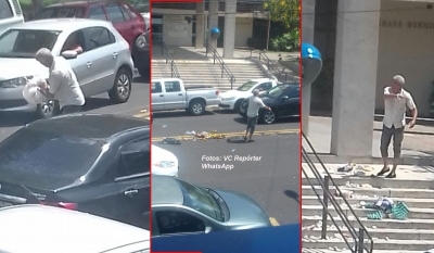 Lixo vira confusão em frente à Prefeitura
