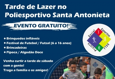 Tarde de Lazer será a atração neste sábado no Poliesportivo Santa Antonieta