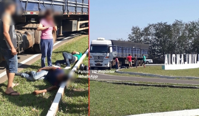 Motociclista morre atropelado por carreta