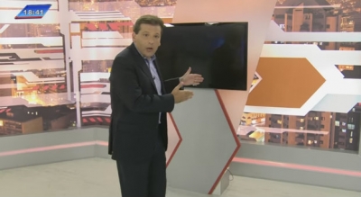 Apresentador destrói cenário do Balanço Geral ao vivo