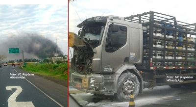 Caminhão carregado com butijões de gás pega fogo. Em Marília, incêndio foi em depósito