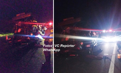 Acidente envolvendo carreta e caminhão na SP-294 fere motorista