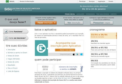 Sisu 2018 abre inscrições para 239 mil vagas em universidades públicas