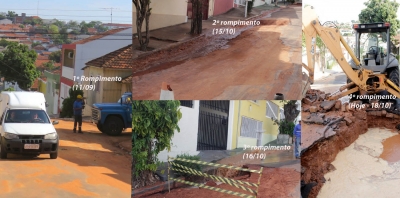 Adutora do rio do Peixe rompe quatro vezes e Prefeitura mantém silêncio sobre troca