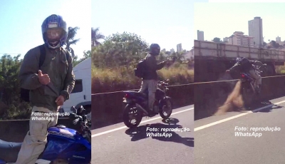 Motociclista "vai fazer graça" e sofre acidente
